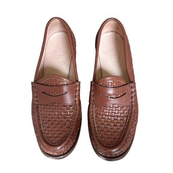 J Crew Winona Brown Woven Leather Penny Loafers Size 8.5 Preppy Classic - Picture 3 of 13